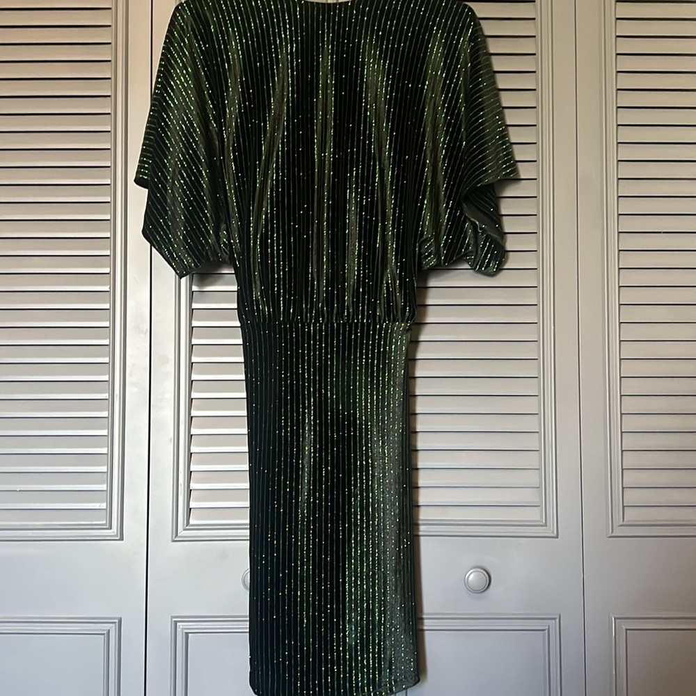 Flounce London : Black and Green Wrap Dress - 6 - Picture 7 of 10